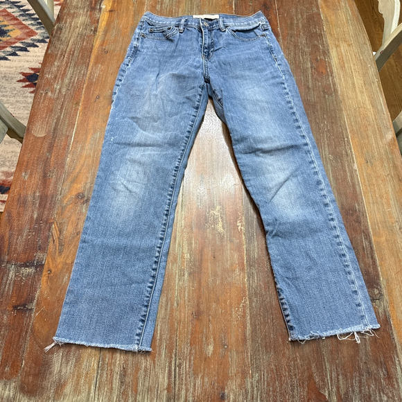 Gap Denim - Gap Blue Straight Leg Jeans Raw Hem Womens Size 27